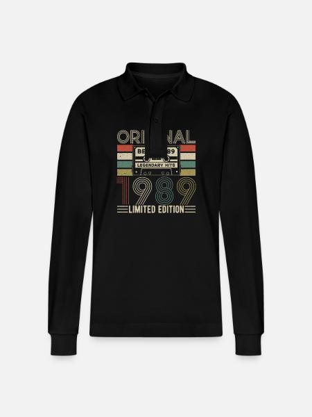 Legends of the year 1989 - Stanley/Stella Organic Unisex Long-Sleeved Polo Shirt Prepster - black