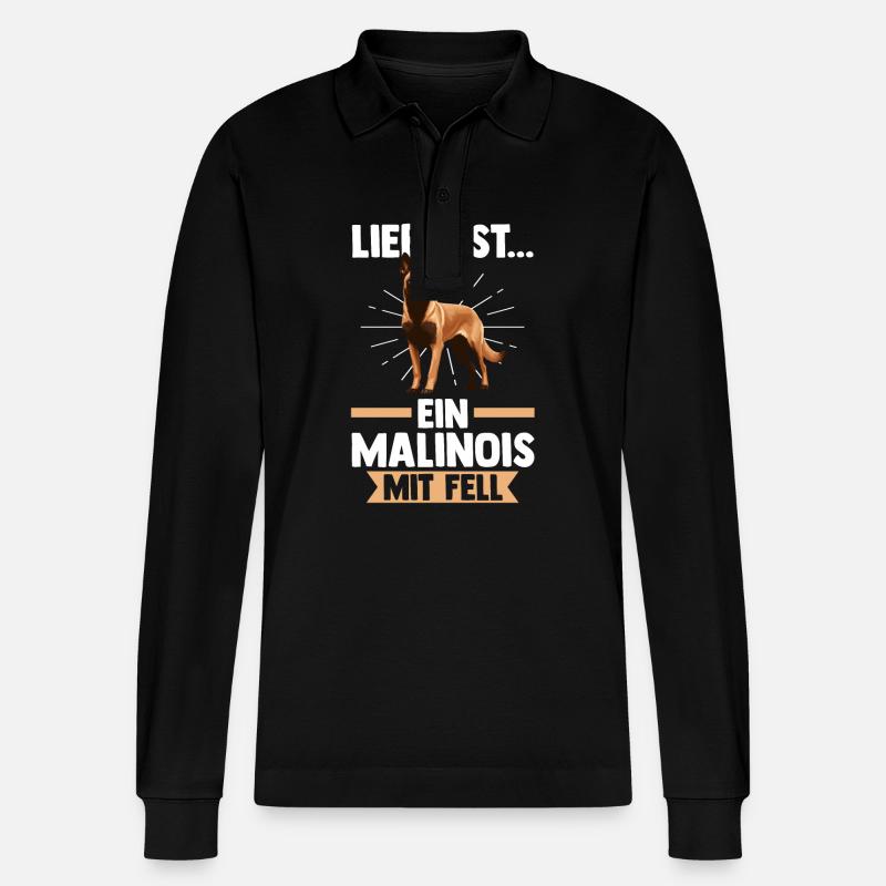 Belgischer Schäferhund Hund Malinois - Stanley/Stella Unisex Bio-Langarm-Poloshirt Prepster - Schwarz