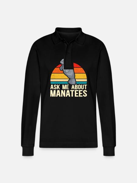 Manatee Manatee Manatee Manatee Gift - Stanley/Stella Organic Unisex Long-Sleeved Polo Shirt Prepster - black