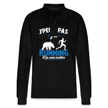 Je Peux Pas J ai Running Et Je Suis Motivé - Polo à manches longues bio PREPSTER Stanley/Stella Unisexe - noir - Devant - Anna (173cm) & Nico (186cm)