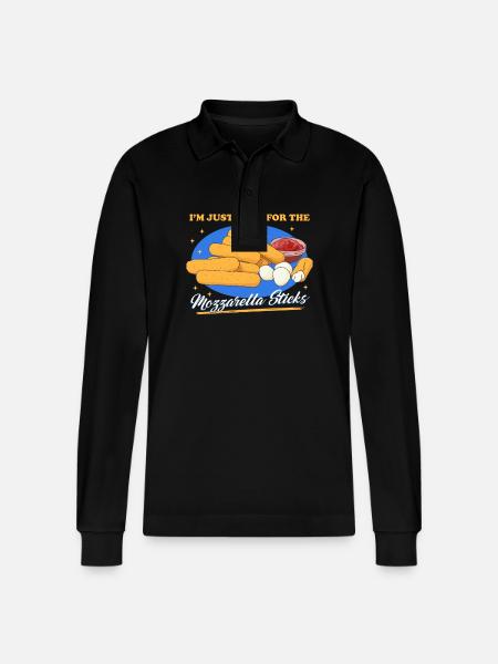 Mozzarella Sticks Cheese Gift - Stanley/Stella Organic Unisex Long-Sleeved Polo Shirt Prepster - black