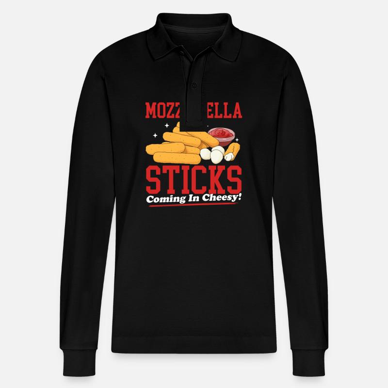 Mozzarella Sticks | Käse Liebhaber Geschenk - Stanley/Stella Unisex Bio-Langarm-Poloshirt Prepster - Schwarz