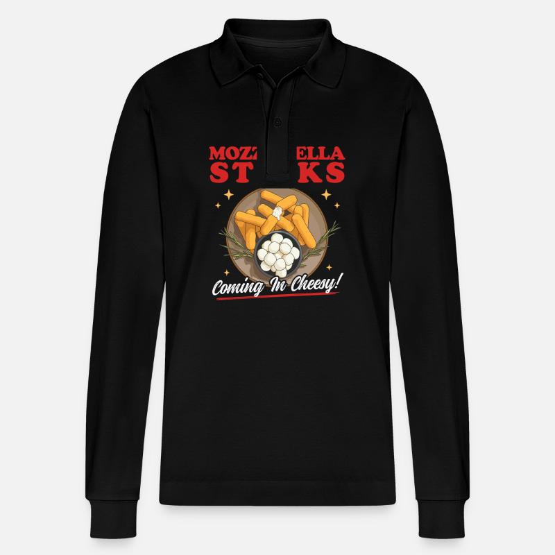 Mozzarella Sticks Mozzarella-Sticks Geschenk - Stanley/Stella Unisex Bio-Langarm-Poloshirt Prepster - Schwarz