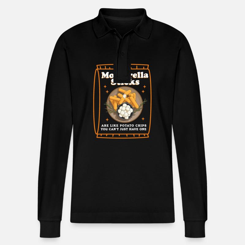 Mozzarella-Sticks Mozzarella Sticks Geschenk - Stanley/Stella Unisex Bio-Langarm-Poloshirt Prepster - Schwarz