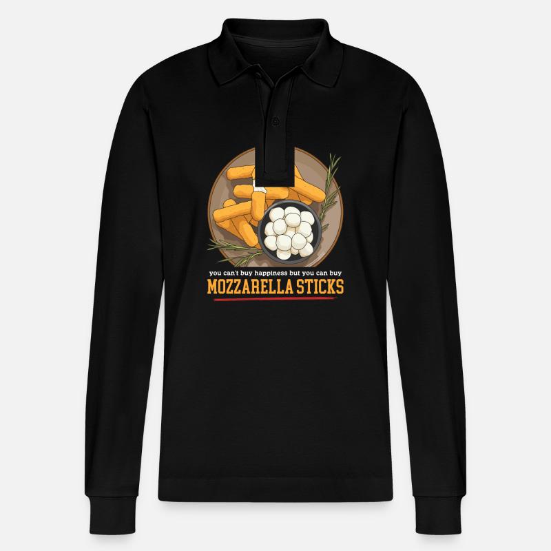 Mozzarella Sticks Käse Mozzarella-Sticks Geschenk - Stanley/Stella Unisex Bio-Langarm-Poloshirt Prepster - Schwarz