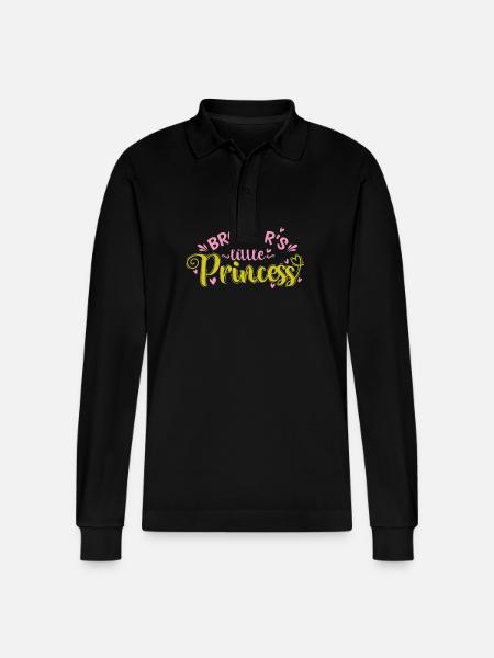 Brother's little Princess - Stanley/Stella Organic Unisex Long-Sleeved Polo Shirt Prepster - black