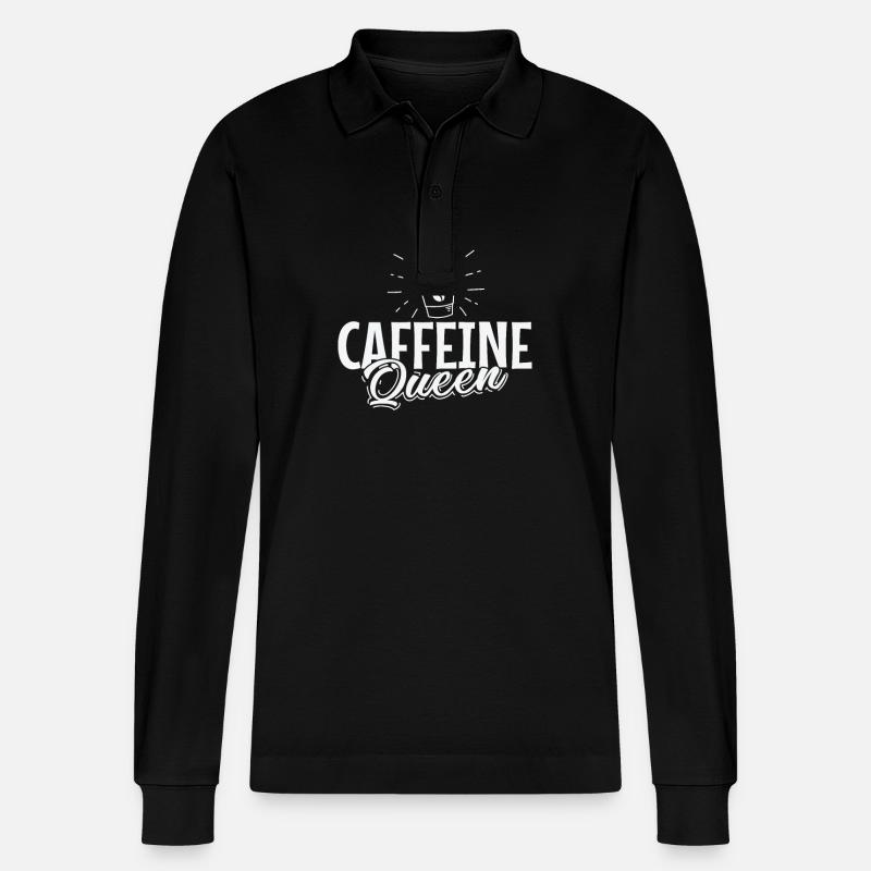 Caffeine Queen Kaffee - Stanley/Stella Unisex Bio-Langarm-Poloshirt Prepster - Schwarz