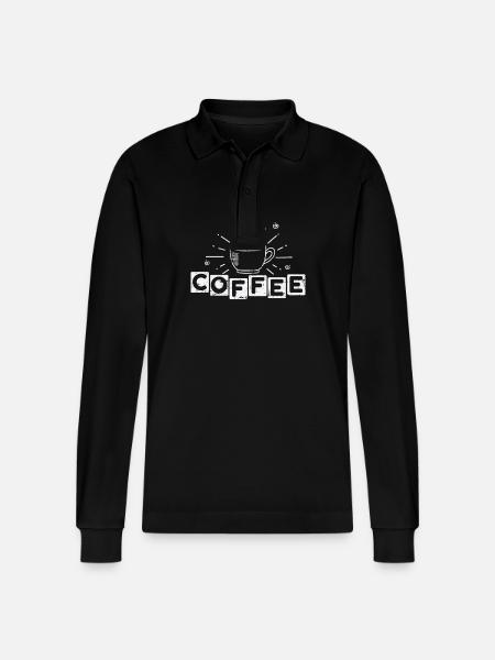 Coffee Caffeine Café Aroma - Stanley/Stella Organic Unisex Long-Sleeved Polo Shirt Prepster - black