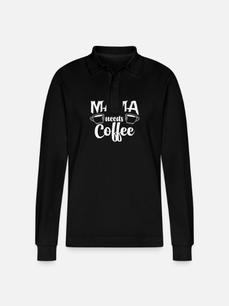 Mama needs Coffee Caffeine Cappuccino - Stanley/Stella Organic Unisex Long-Sleeved Polo Shirt Prepster - black