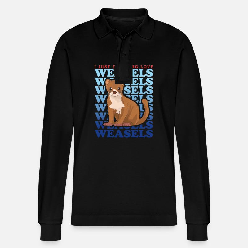 Wiesel Kleinwiesel Hermännchen Geschenk - Stanley/Stella Unisex Bio-Langarm-Poloshirt Prepster - Schwarz
