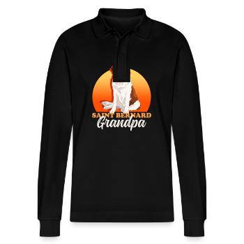 Bernhardiner Opa St. Bernhardshund Hund Geschenk - Stanley/Stella Unisex Bio-Langarm-Poloshirt Prepster - Schwarz - Vorne - Anna (173cm) & Nico (186cm)