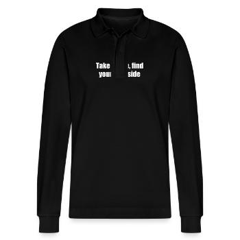 Hiking - Take a hike, find your wild side - Stanley/Stella Organic Unisex Long-Sleeved Polo Shirt Prepster - black - Front - Anna (173cm) & Nico (186cm)
