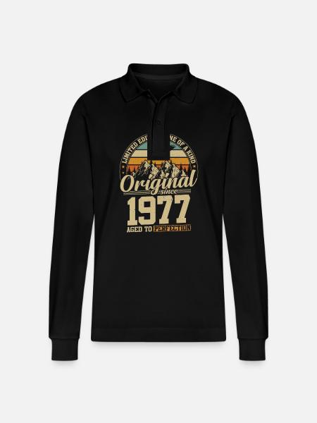 Birthday Joy 1977 - Stanley/Stella Organic Unisex Long-Sleeved Polo Shirt Prepster - black