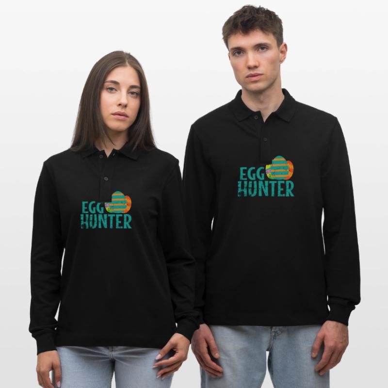 Egg Hunter Easter Colorful Easter Eggs Stanley/Stella Organic Unisex Long-Sleeved Polo Shirt Prepster