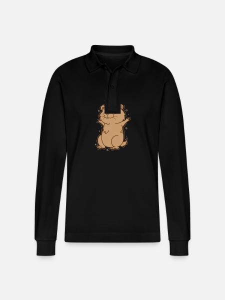 Lemming rodent overconfidence - Stanley/Stella Organic Unisex Long-Sleeved Polo Shirt Prepster - black