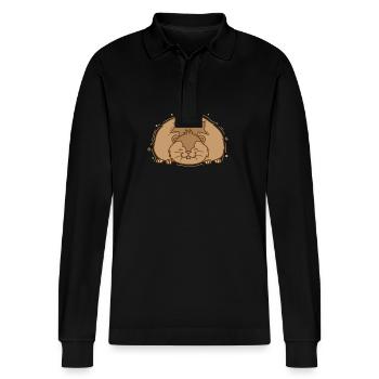 thick lemming rodent - Stanley/Stella Organic Unisex Long-Sleeved Polo Shirt Prepster - black - Front - Anna (173cm) & Nico (186cm)