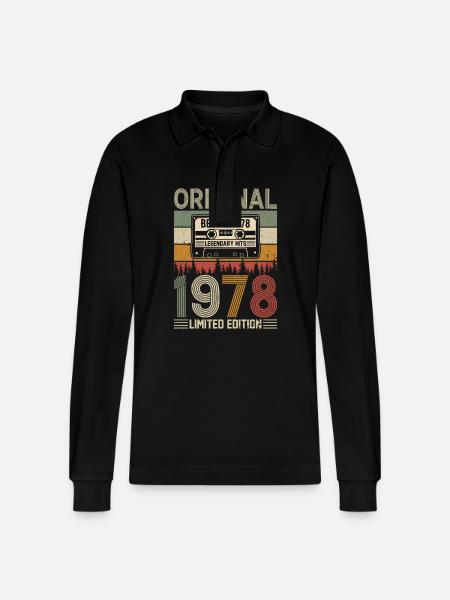 Birthday Nostalgia '78 - Stanley/Stella Organic Unisex Long-Sleeved Polo Shirt Prepster - black
