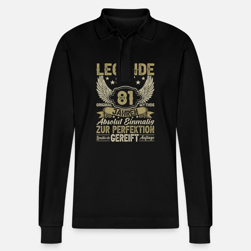 81 Jahre Legende - Stanley/Stella Unisex Bio-Langarm-Poloshirt Prepster - Schwarz
