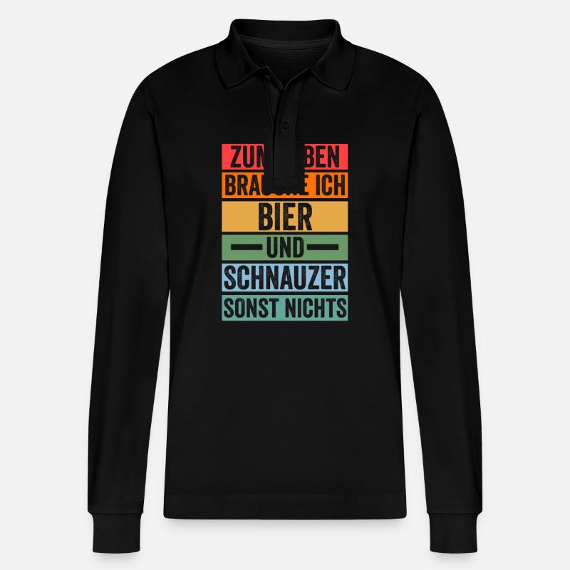 Riesenschnauzer Hund Bier Schnauzer - Stanley/Stella Unisex Bio-Langarm-Poloshirt Prepster - Schwarz