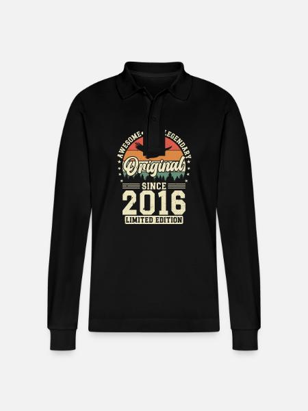 Glückliche Jubiläumszeitreise 2016 - Stanley/Stella Unisex Bio-Langarm-Poloshirt Prepster - Schwarz