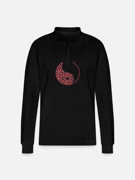 Hearts Yin and Yang Harmony - Stanley/Stella Organic Unisex Long-Sleeved Polo Shirt Prepster - black