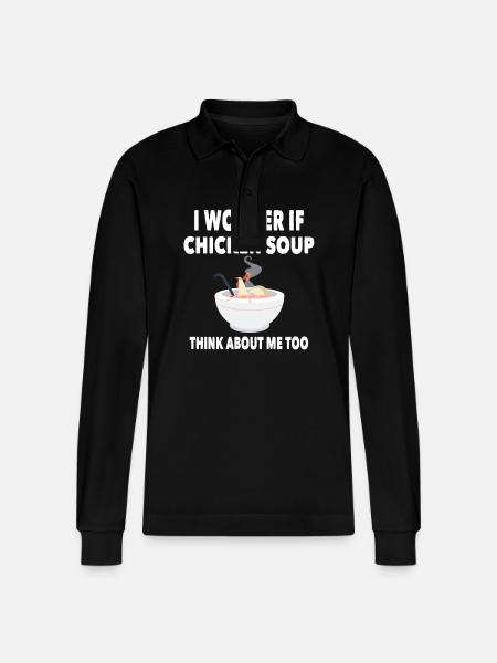 Fun with chicken soup - Stanley/Stella Organic Unisex Long-Sleeved Polo Shirt Prepster - black