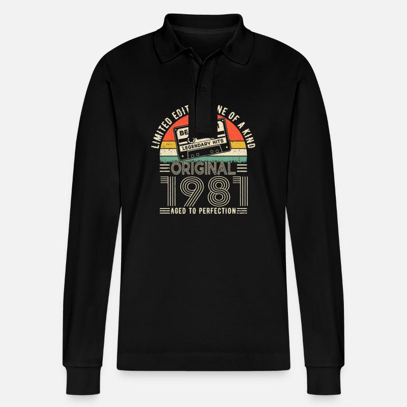 Légendes de 1981 - Polo à manches longues bio PREPSTER Stanley/Stella Unisexe - noir