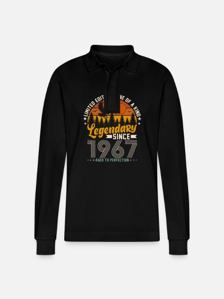 Born Legends 1967 - Stanley/Stella Organic Unisex Long-Sleeved Polo Shirt Prepster - black