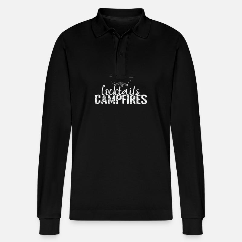 Cocktails Campfires Urlaub Freizeit - Stanley/Stella Unisex Bio-Langarm-Poloshirt Prepster - Schwarz