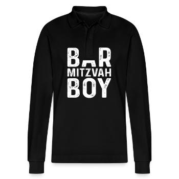 Bar Mitzvah Junge Lustig 13 Geburtstagsgeschenk Lang - Stanley/Stella Unisex Bio-Langarm-Poloshirt Prepster - Schwarz - Vorne - Anna (173cm) & Nico (186cm)