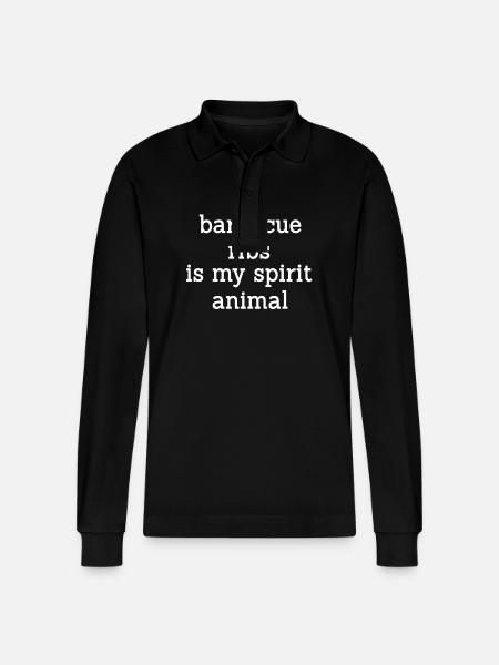 Funny Barbecue Ribs Gift - Stanley/Stella Organic Unisex Long-Sleeved Polo Shirt Prepster - black