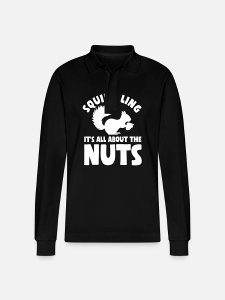 Squirrel Humor - Stanley/Stella Organic Unisex Long-Sleeved Polo Shirt Prepster - black