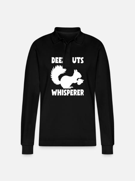 Squirrel Deez Nuts Whisperer - Stanley/Stella Organic Unisex Long-Sleeved Polo Shirt Prepster - black