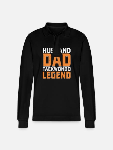 Ehemann Papa Taekwondo-Legende - Stanley/Stella Unisex Bio-Langarm-Poloshirt Prepster - Schwarz