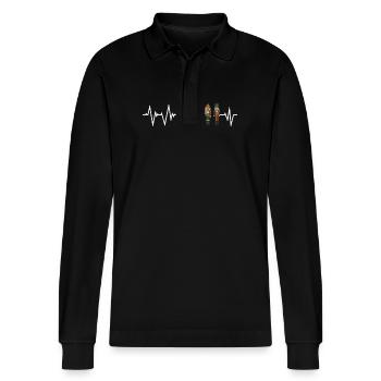 Nutcracker heartbeat - Stanley/Stella Organic Unisex Long-Sleeved Polo Shirt Prepster - black - Front - Anna (173cm) & Nico (186cm)