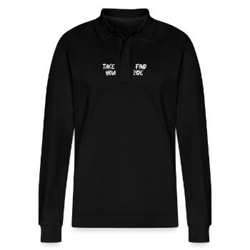 Hiking - Take a hike, find your wild side - Stanley/Stella Organic Unisex Long-Sleeved Polo Shirt Prepster - black - Front - Anna (173cm) & Nico (186cm)