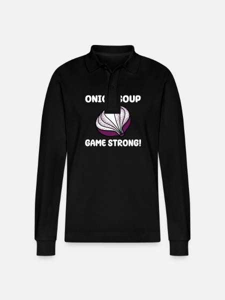 Onion Soups Game Strong - Stanley/Stella Organic Unisex Long-Sleeved Polo Shirt Prepster - black