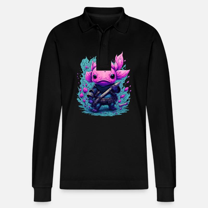 Axolotl - Stanley/Stella Unisex Bio-Langarm-Poloshirt Prepster - Schwarz