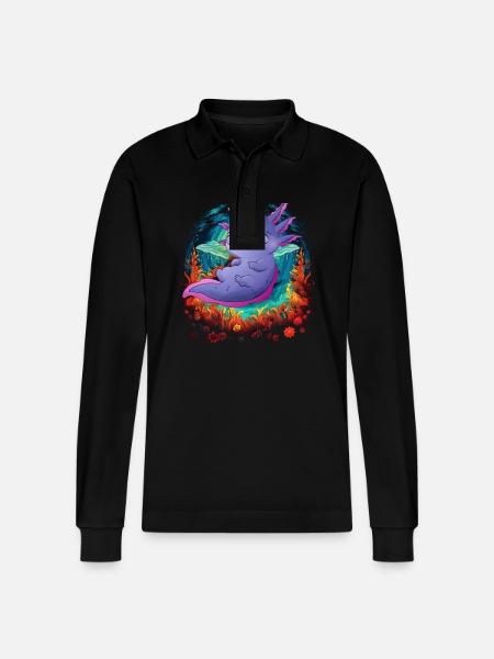 Axolotl - Stanley/Stella Unisex Bio-Langarm-Poloshirt Prepster - Schwarz