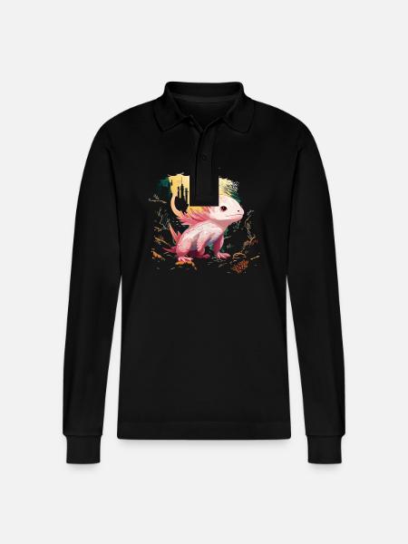 Axolotl - Stanley/Stella Unisex Bio-Langarm-Poloshirt Prepster - Schwarz