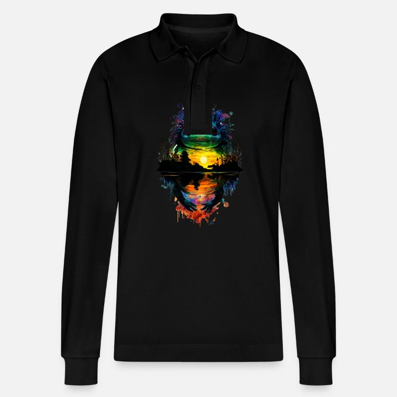 Axolotl - Stanley/Stella Unisex Bio-Langarm-Poloshirt Prepster - Schwarz