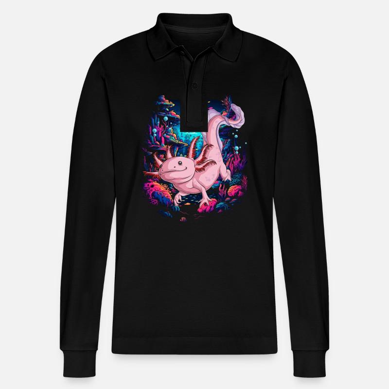 Axolotl - Stanley/Stella Unisex Bio-Langarm-Poloshirt Prepster - Schwarz