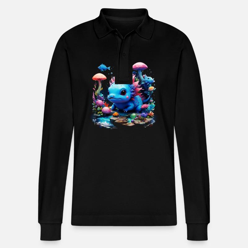Axolotl - Stanley/Stella Unisex Bio-Langarm-Poloshirt Prepster - Schwarz