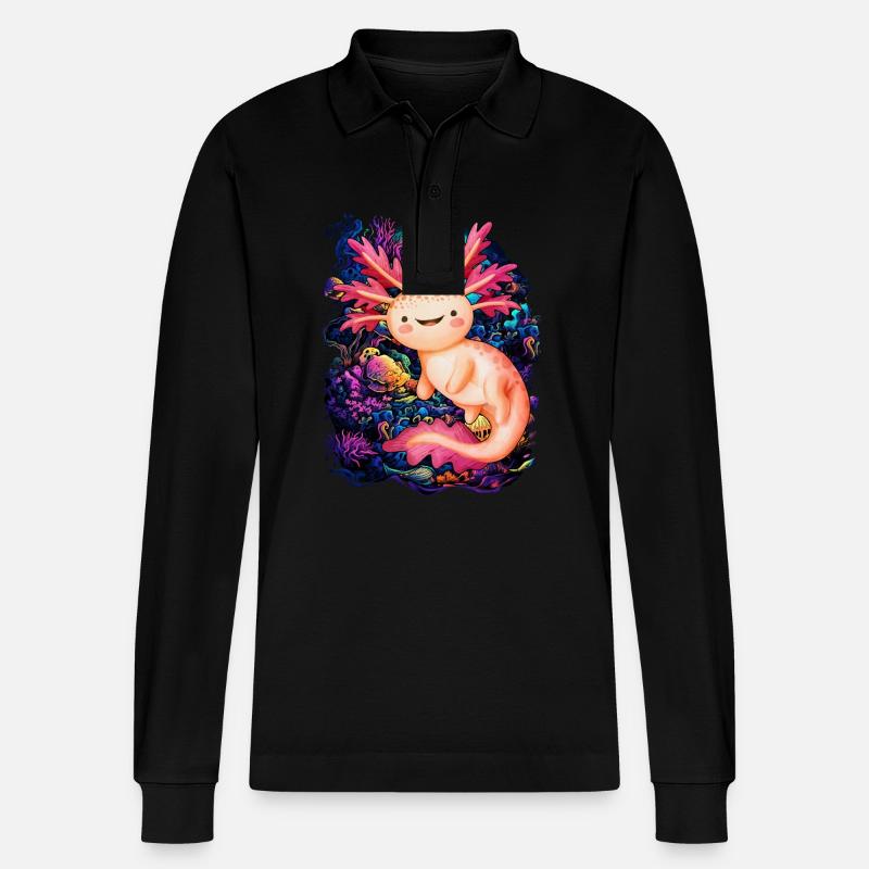 Axolotl - Stanley/Stella Unisex Bio-Langarm-Poloshirt Prepster - Schwarz