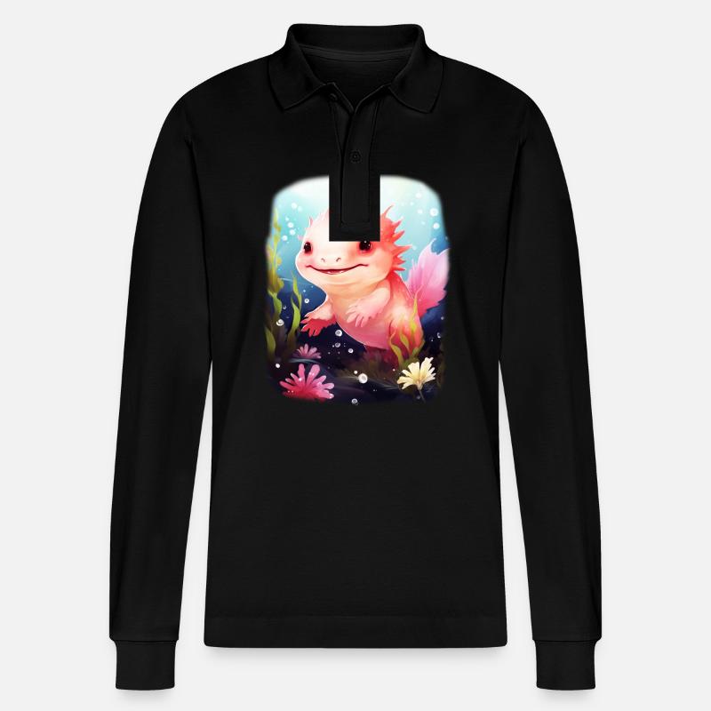 Axolotl - Stanley/Stella Unisex Bio-Langarm-Poloshirt Prepster - Schwarz