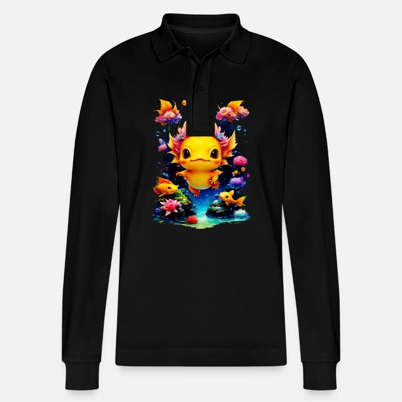 Axolotl - Stanley/Stella Unisex Bio-Langarm-Poloshirt Prepster - Schwarz