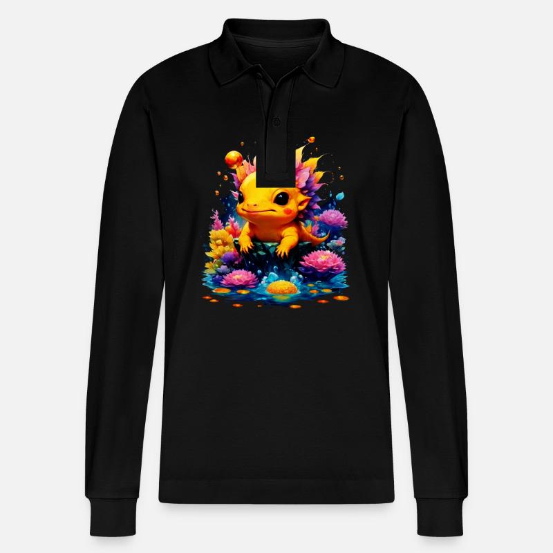 Axolotl - Stanley/Stella Unisex Bio-Langarm-Poloshirt Prepster - Schwarz