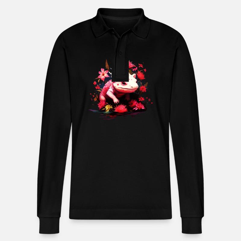 Axolotl - Stanley/Stella Unisex Bio-Langarm-Poloshirt Prepster - Schwarz