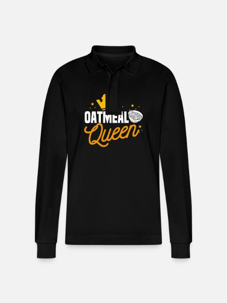 Oatmeal Queen - Stanley/Stella Organic Unisex Long-Sleeved Polo Shirt Prepster - black
