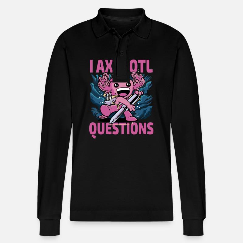 I axolotl Fragen - Stanley/Stella Unisex Bio-Langarm-Poloshirt Prepster - Schwarz